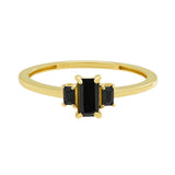 10k Solid Gold Black CZ Baguette Trapezoid Ring - 5 - Rings - Ofina