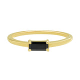 10k Solid Gold Black Horizontal Baguette Ring - 5 - Rings - Ofina