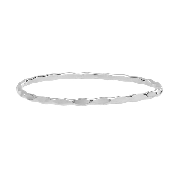 14k Solid Gold Matte Thin Hammered Ring - White Gold / 5 - Rings - Ofina