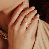 10k Solid Gold Horizontal Baguette Ring -  - Rings - Ofina