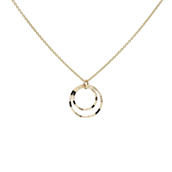 Solid Gold Textured Double Circles Necklace -  - Necklaces - Ofina