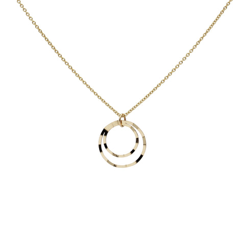 Solid Gold Textured Double Circles Necklace -  - Necklaces - Ofina