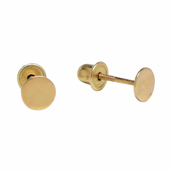 10k Solid Gold Tiny Circle Studs - 4mm / Yellow Gold - Earrings - Ofina
