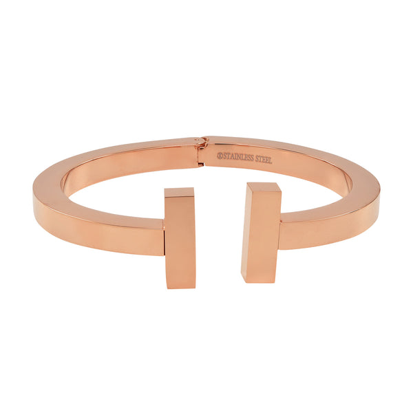 Open Thick Double Bar Cuff - Rosegold - Bracelets - Ofina
