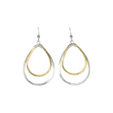 Double Brushed Teardrop Earrings - Gold Teardrop l Silver Teardrop Hooks - Earrings - Ofina