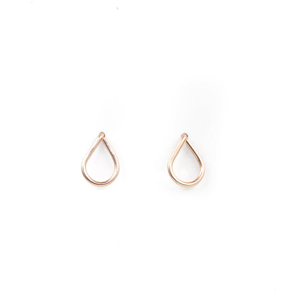 Teardrop Wirewrapped Studs - Rose Gold / Extra Small - Earrings - Ofina