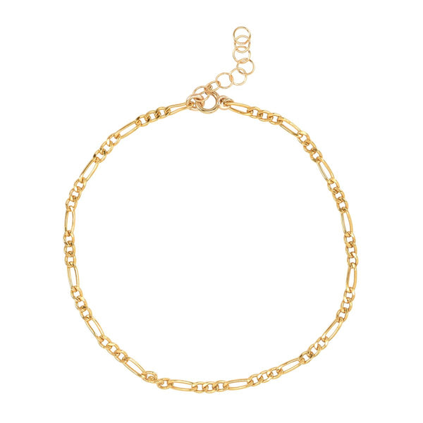 Figaro Chain Link Anklet - Gold / 8" - Bracelets - Ofina