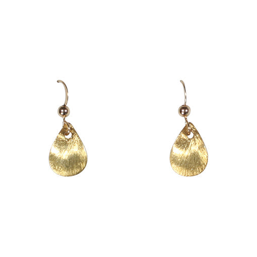 SALE - Curved Brushed Teardrop Earrings - Gold / Medium - Earrings - Ofina