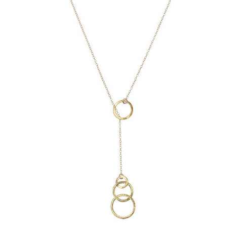 Brushed Interlock Circles Lariat - Gold - Necklaces - Ofina