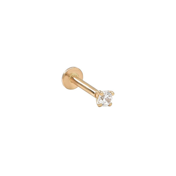 14k CZ Prong Flat Back Earring - Gold / Small - Earrings - Ofina