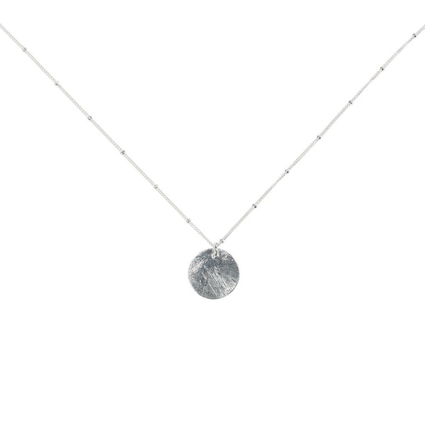 Brushed Disc on Ball Chain Necklace - Silver / Small Disc - Necklaces - Ofina