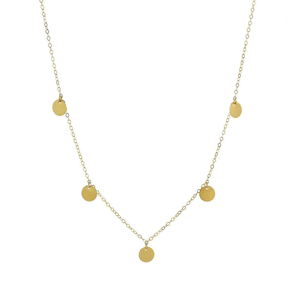 5 Tiny Discs Necklace - Choker / Gold - Necklaces - Ofina