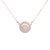 Small Pave CZ Disc Necklace - Rosegold - Necklaces - Ofina