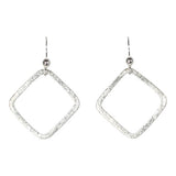 SALE - Open Square Brushed Earrings - Silver / Large - Earrings - Ofina