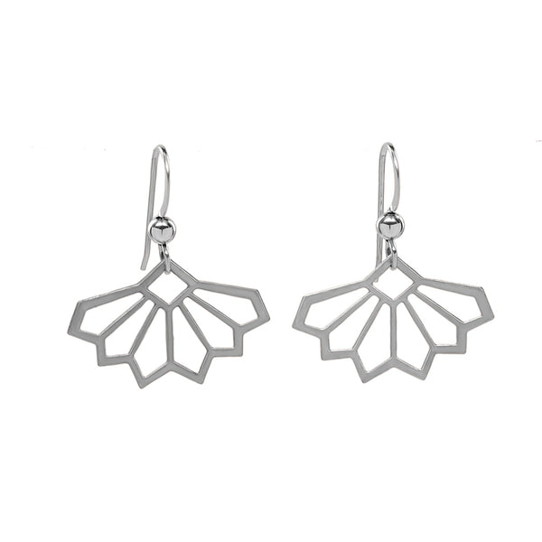 Art Deco Fan Earrings - Silver - Earrings - Ofina