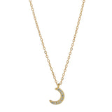 CZ Tiny Half Moon Necklace - Gold - Necklaces - Ofina