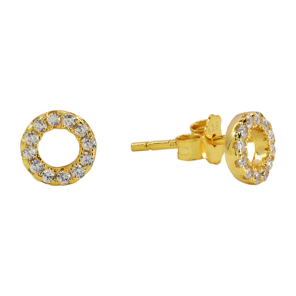 CZ Circle Cutout Studs - Gold - Earrings - Ofina