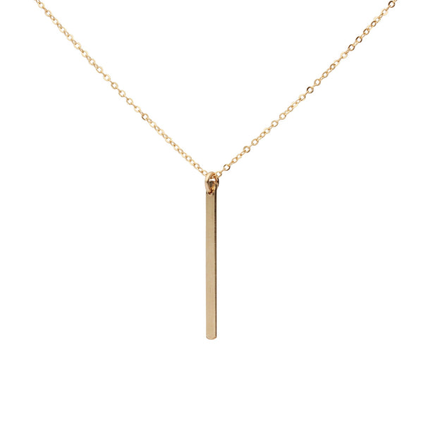 Single Bar Drop Necklace - Gold - Necklaces - Ofina