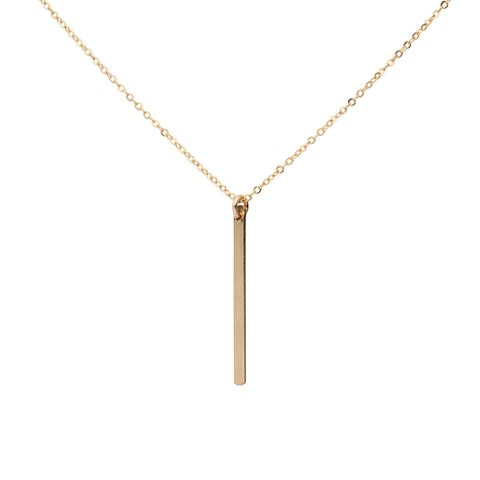 Single Bar Drop Necklace - Gold - Necklaces - Ofina