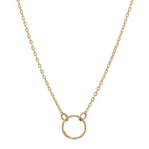 Tiny Diamond Cut Circle Necklace - Choker / Gold - Necklaces - Ofina