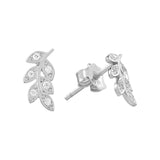 CZ Leaf Studs - Silver - Earrings - Ofina