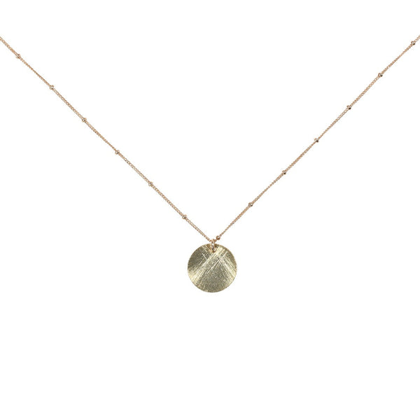 Brushed Disc on Ball Chain Necklace - Gold / Small Disc - Necklaces - Ofina