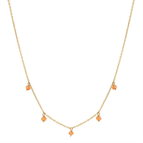 Tiny Carnelian Stone Drop Necklace -  - Necklaces - Ofina