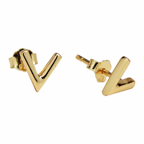 Chevron Studs - Gold - Earrings - Ofina