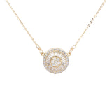 Small Pave CZ Disc Necklace - Gold - Necklaces - Ofina