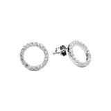 CZ Circle Cutout Studs - Silver - Earrings - Ofina
