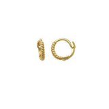 10k Solid Gold Twisted Huggie - Yellow Gold / 5mm - Sold Individually - Earrings - Ofina