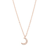 CZ Tiny Half Moon Necklace - Rosegold - Necklaces - Ofina