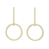 Flat Long Bar Stud w/ Flat Hoop - Gold - Earrings - Ofina