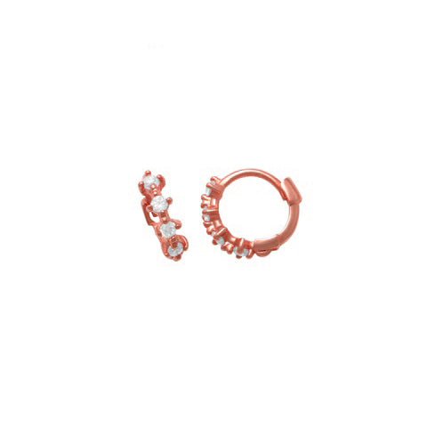 10k Solid Gold Prong CZ Huggie - Rose Gold / 7mm - Sold Individually - Earrings - Ofina