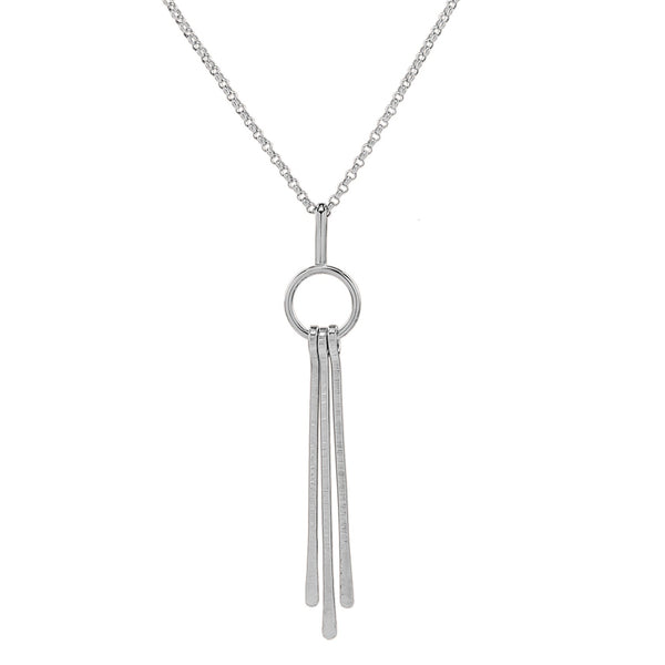Triple Fringe Long Necklace - Silver - Necklaces - Ofina
