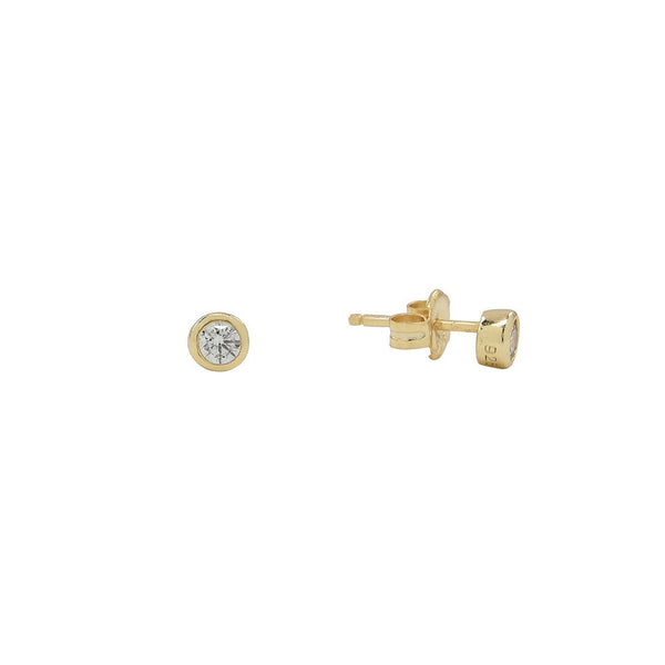 Single CZ Studs - Gold - Earrings - Ofina