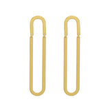 Elongated Oval Dangle Studs - Gold - Earrings - Ofina
