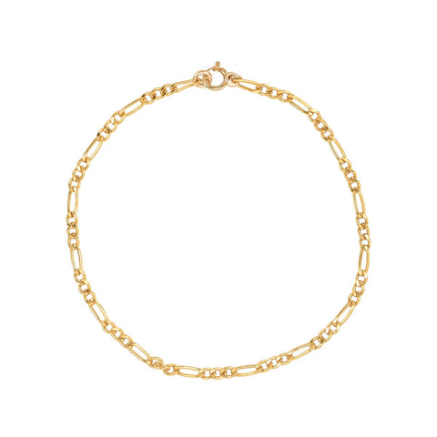 Figaro Chain Link Bracelet - Gold / 6" - Bracelets - Ofina