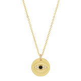 Black CZ Coin Lash Necklace - Gold - Necklaces - Ofina
