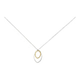 Double Brushed Marquise Necklace - Gold Pendant l Silver Chain - Necklaces - Ofina
