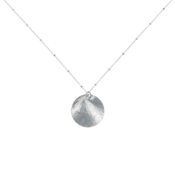 Brushed Disc on Ball Chain Necklace - Silver / Large Disc - Necklaces - Ofina