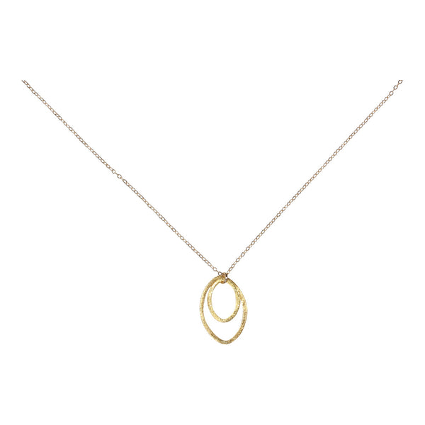 Double Brushed Marquise Necklace - Gold - Necklaces - Ofina