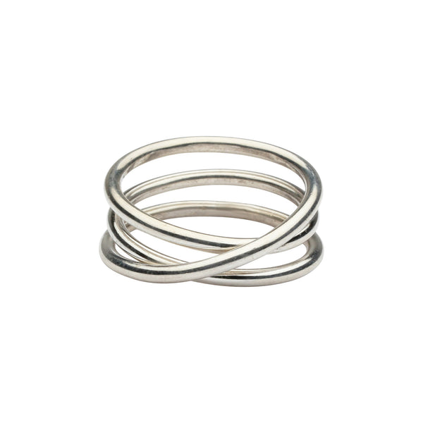 Triple Swirl Band Ring - Silver / 4 - Rings - Ofina