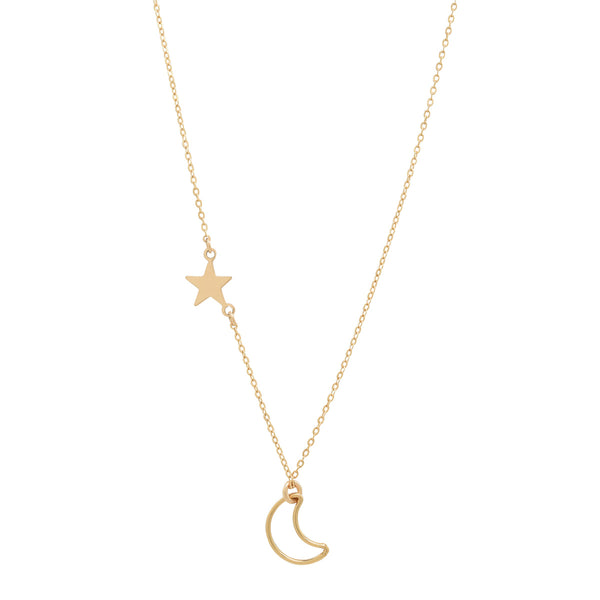 Moon Outline & Star Necklace -  - Necklaces - Ofina