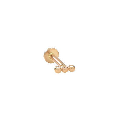 14k Triple Sphere Bar Flat Back Earring -  - Earrings - Ofina