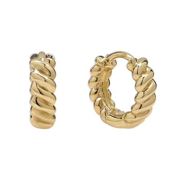 10k Solid Gold Croissant Huggies -  - Earrings - Ofina