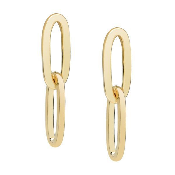 Thick Double Paperclip Studs - Gold - Earrings - Ofina