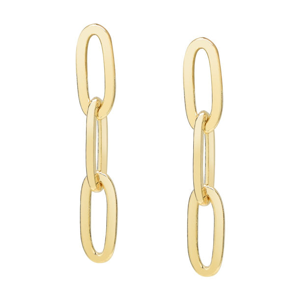 Thick Triple Paperclip Studs - Gold - Earrings - Ofina