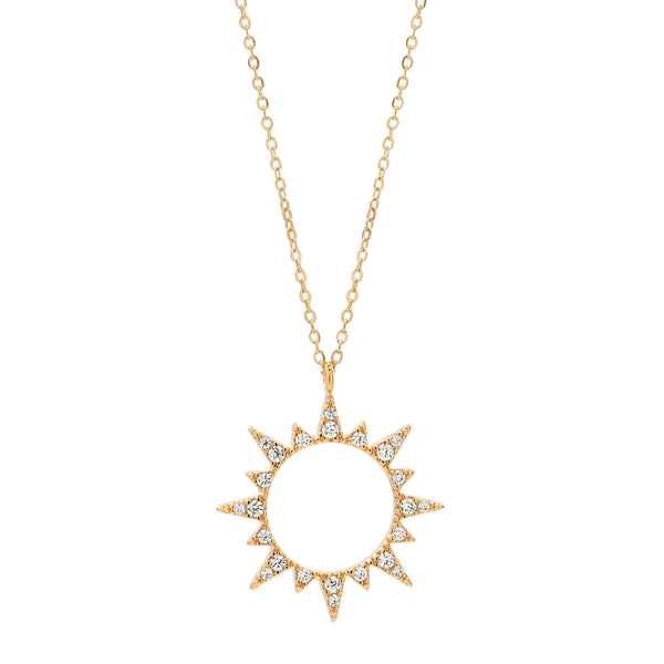 Cutout CZ Sun Necklace -  - Necklaces - Ofina