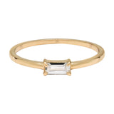 10k Solid Gold Horizontal Baguette Ring - 5 - Rings - Ofina